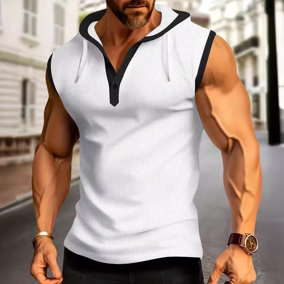 Herren Sportshirt Ärmellos Kapuzenpolo Modern