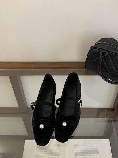 Damen Ballerinas Bequem mit Perlen und Riemen