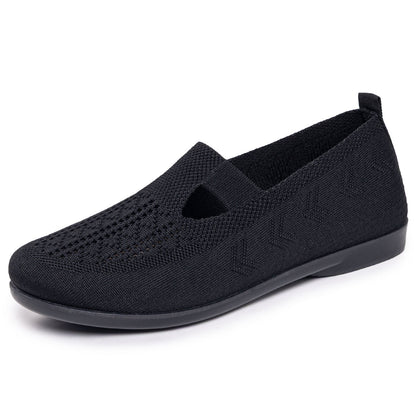 Damen Slip-On Schuhe Bequem Strickoptik Luftig