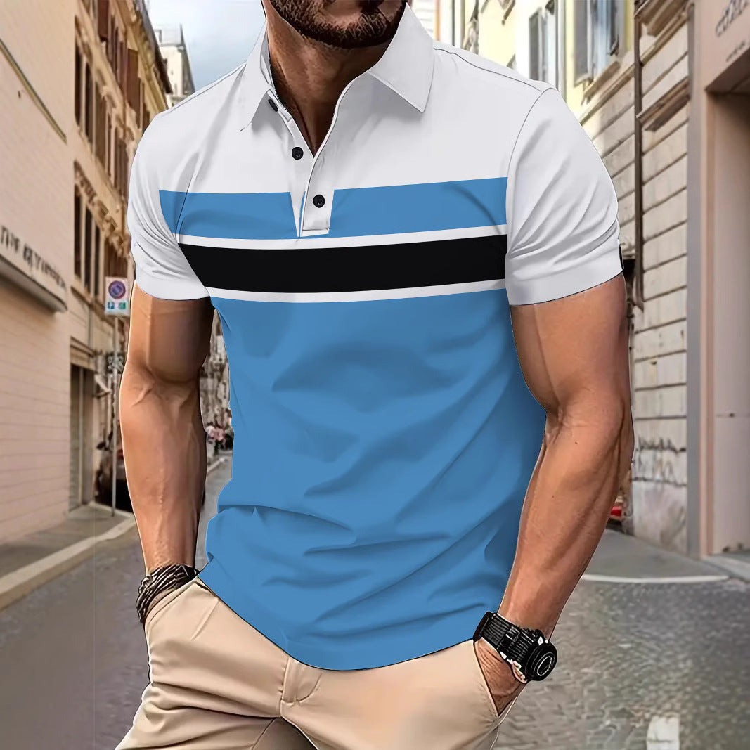 Herren Poloshirt Kurzarm Streifenmuster Modern - BerlinGlamour