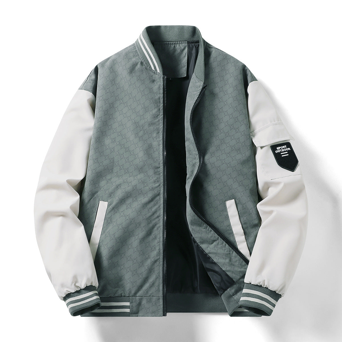 Herren Bomberjacke Modern Reflektierend Taschen