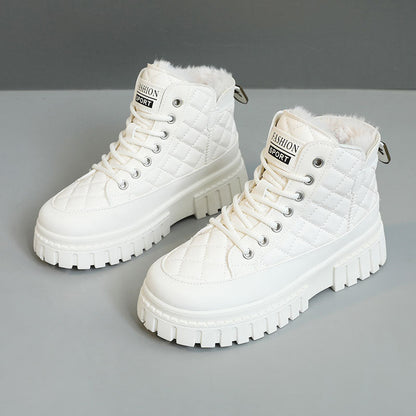 Damen Sneaker High-Top Gefüttert Rutschfest Schwarz