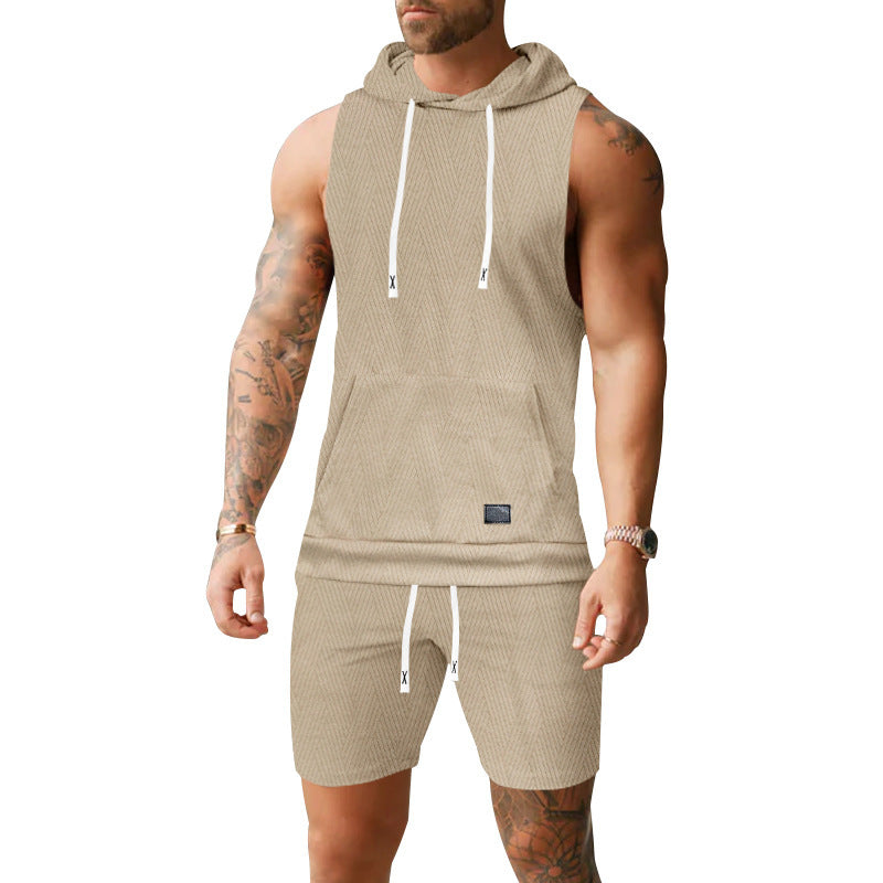 Herren Sportliche Hoodie Kurzarm Set Streetwear
