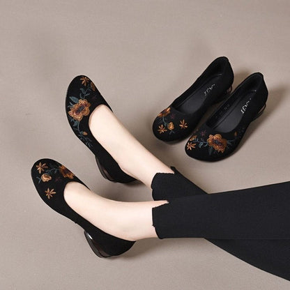 Damen Ballerinas Elegante mit Blumenstickerei Weich - BerlinGlamour