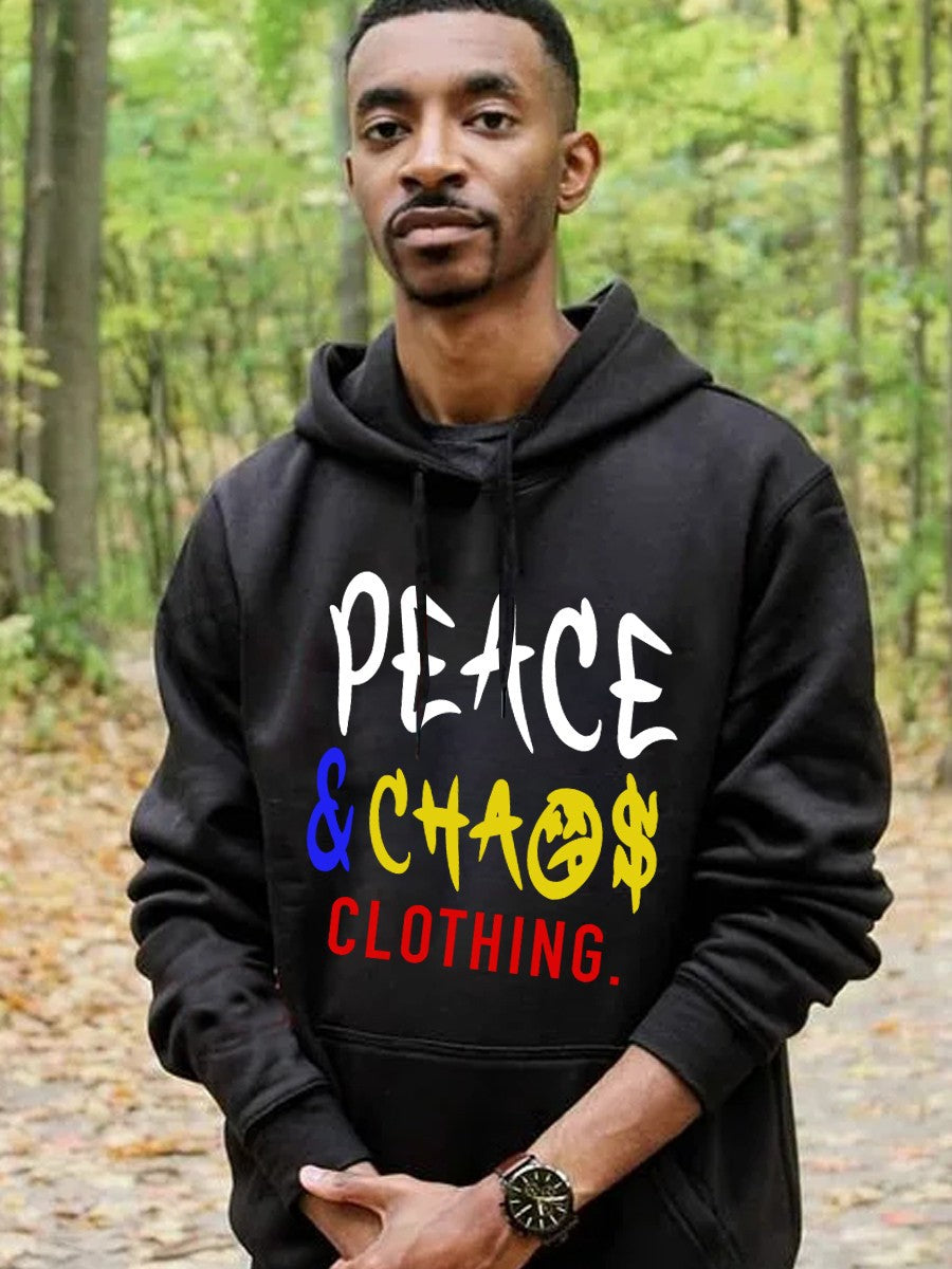 Herren Kapuzenpullover Mit Schriftzug Und Taschen Modern
