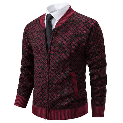 Herren Strickjacke Modern Zopfmuster Reißverschluss