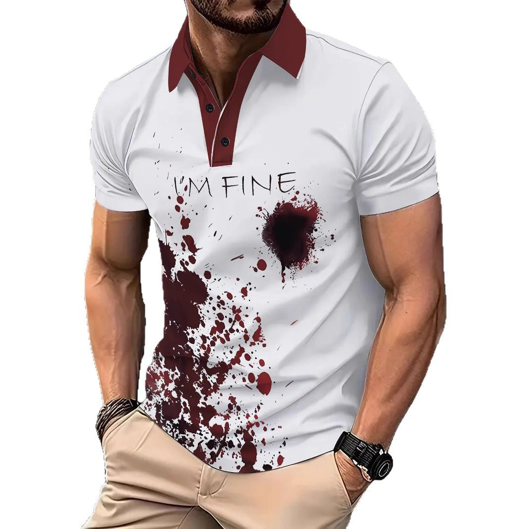Herren Poloshirt Blutfleck Design Graffiti Style Berlin