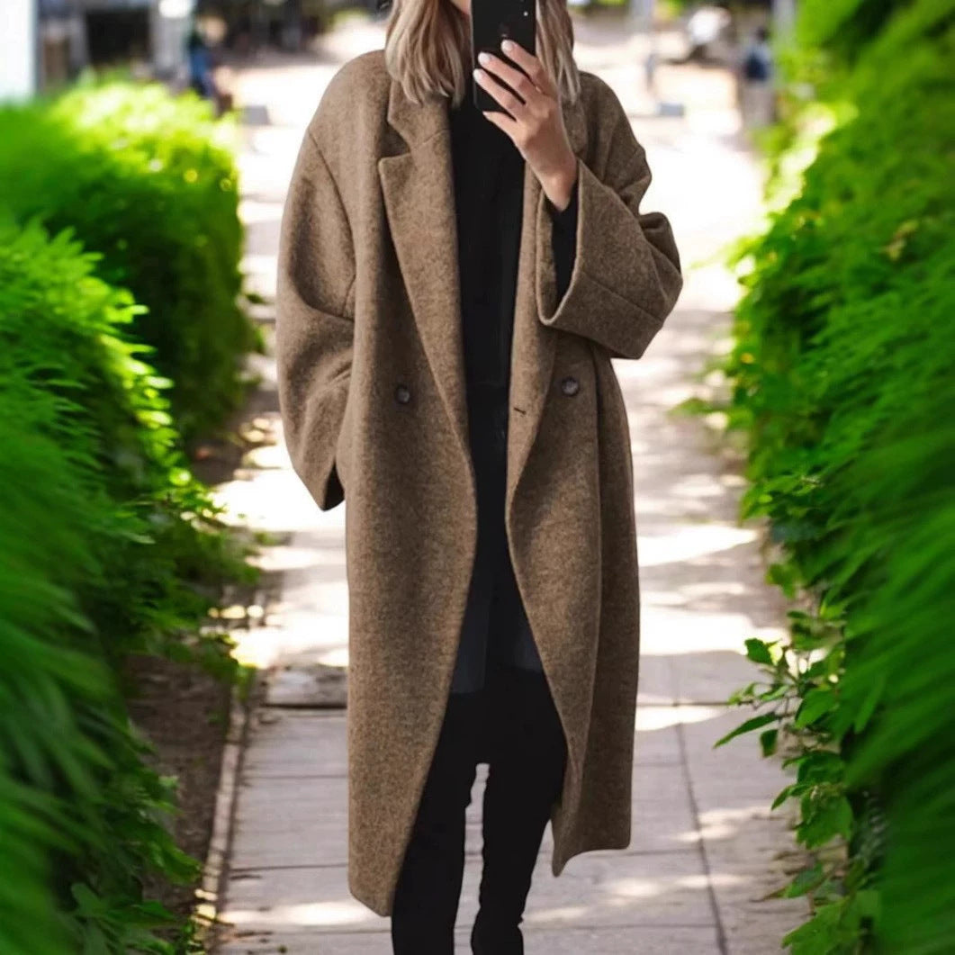 Damen Oversized Wollmantel Großmaßig Warm