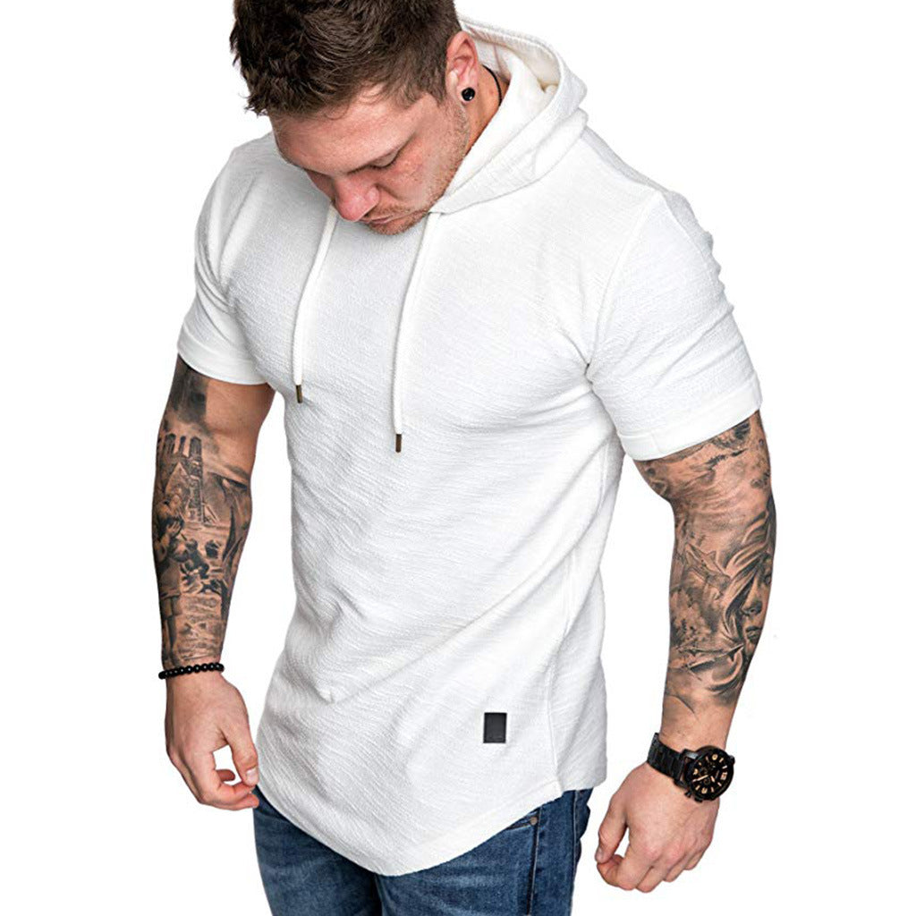 Herren Kapuzen-T-Shirt Modern Lässig Grau