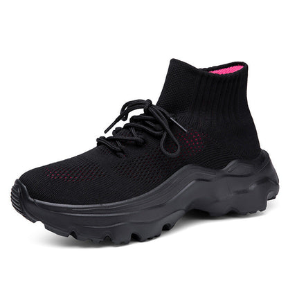 Damen Sneaker Strick Hochkragen Rutschfest Komfortschuhe