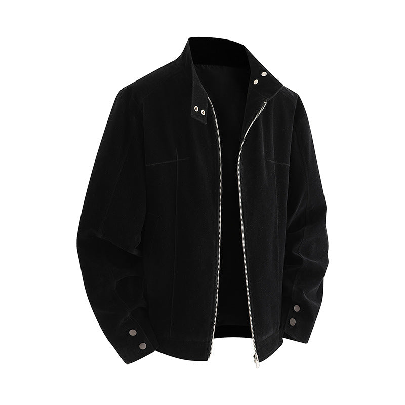 Herren Lederjacke Weich Kunstleder Reißverschluss Modern