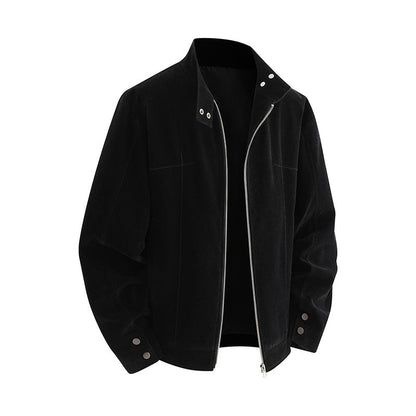 Herren Lederjacke Weich Kunstleder Reißverschluss Modern