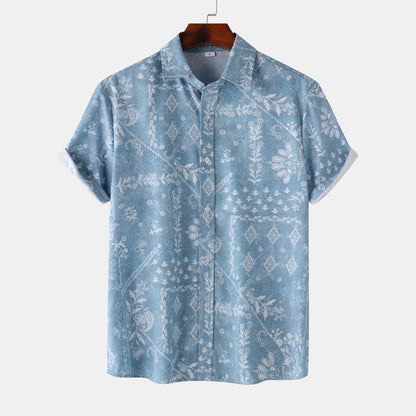 Herren Kurzarmhemd Modern Floral Leger