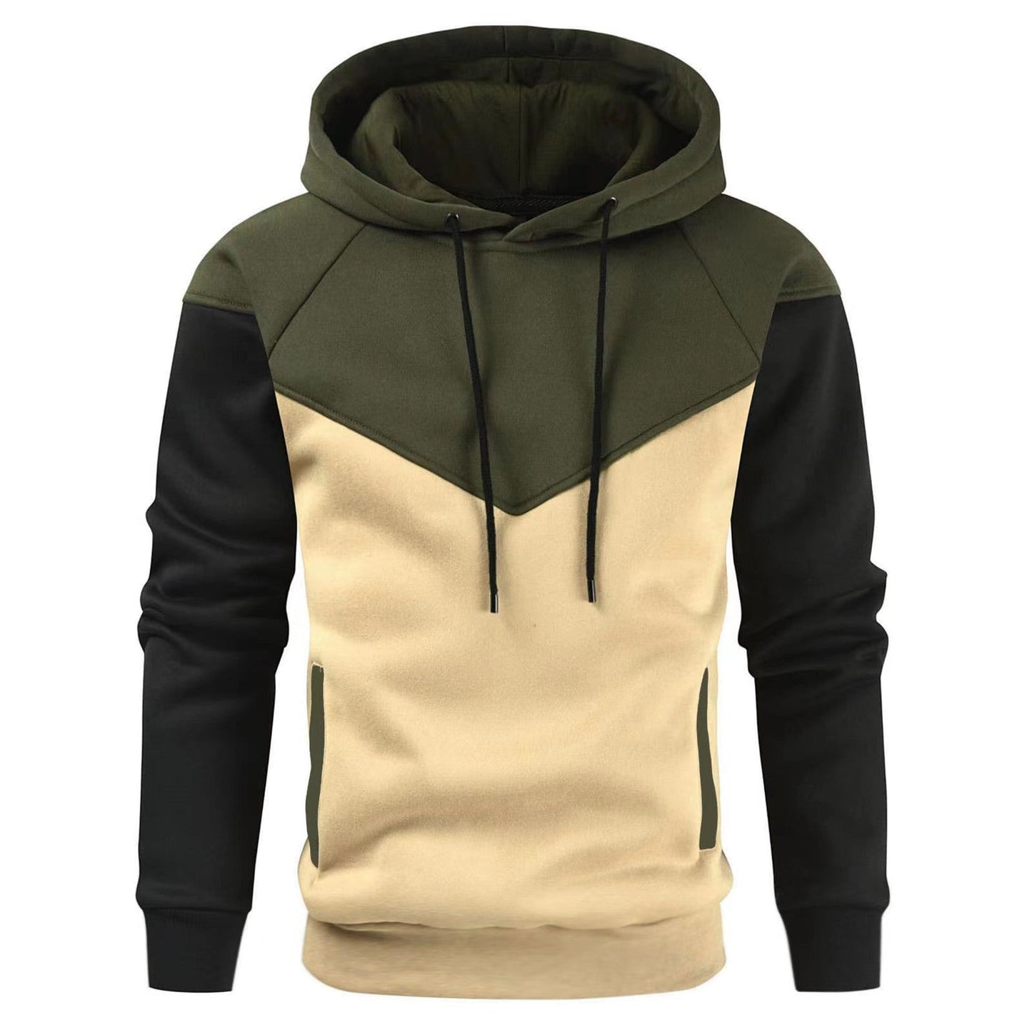 Herren Kapuzenpullover Sportlich Farbblock Design Funktionstaschen