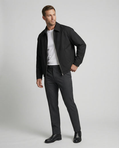 Herren Baseballjacke Grau Schwarz Übergangsjacke Vintage Style