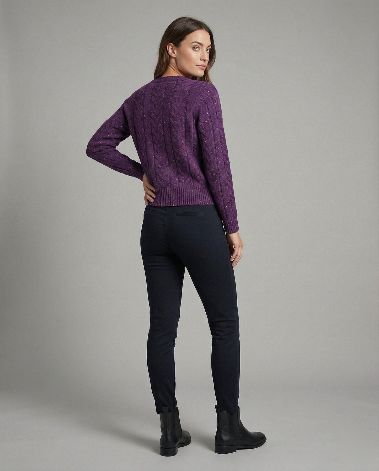 Damen Cardigan Kurz Kastig Zopfmuster Bunt Perlmuttknöpfe