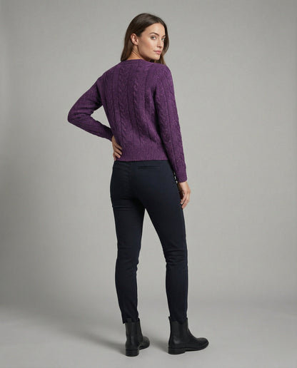 Damen Cardigan Kurz Kastig Zopfmuster Bunt Perlmuttknöpfe