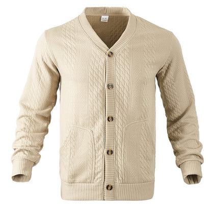 Herren Strickjacke Zopfmuster mit Taschen Modern Elegant