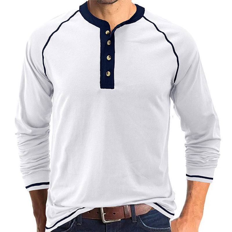 Herren Langarmshirt Mit Kontrastdetails Modern