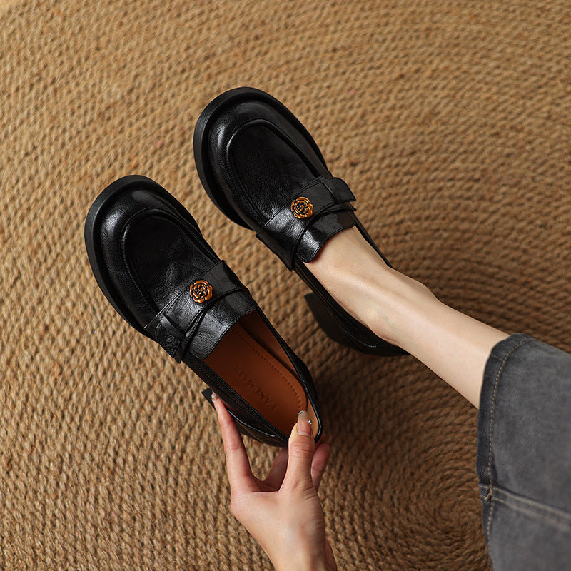 Damen Mokassins Elegante Lederschuhe Mit Riemen