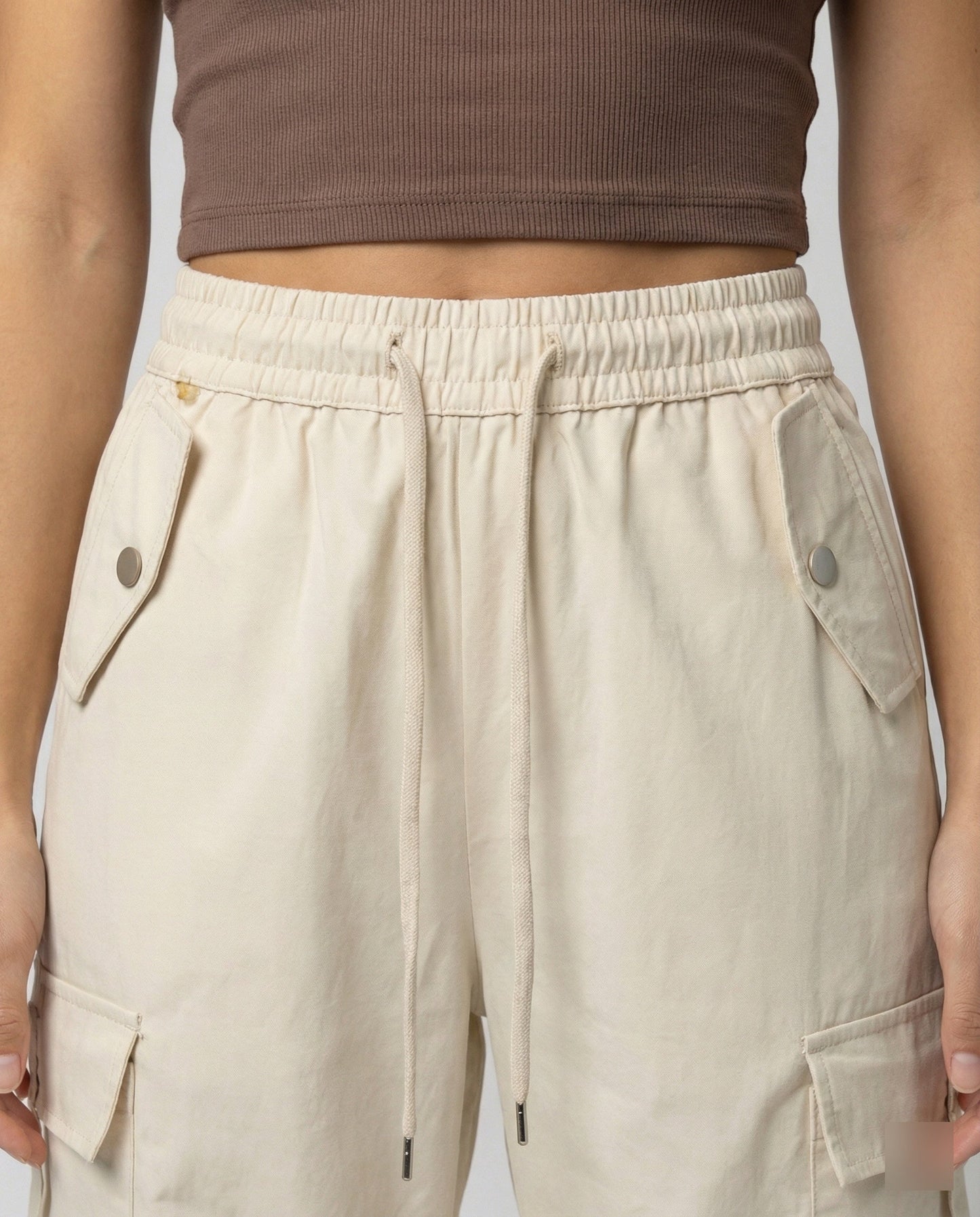 Damen Cargohose Weit Palazzo Elastisch Mit Taschen