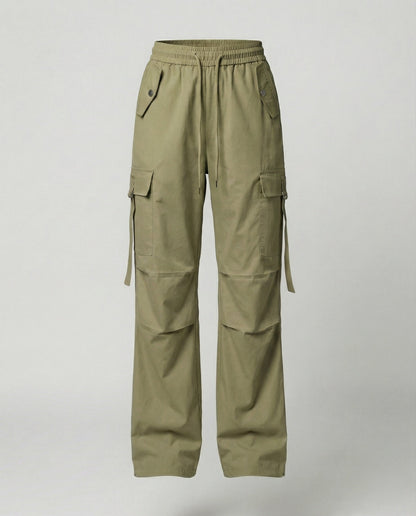 Damen Cargohose Weit Palazzo Elastisch Mit Taschen