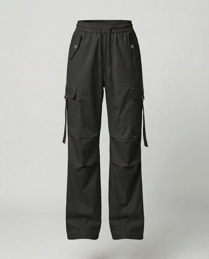 Damen Cargohose Weit Palazzo Elastisch Mit Taschen
