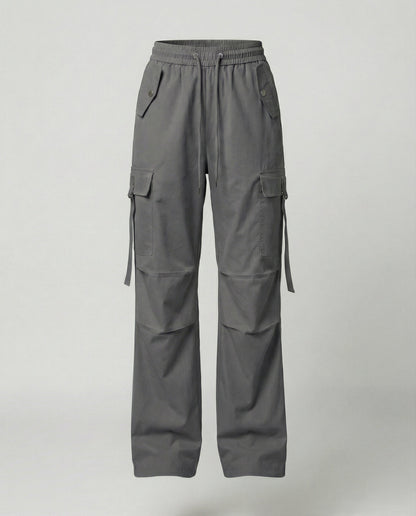 Damen Cargohose Weit Palazzo Elastisch Mit Taschen