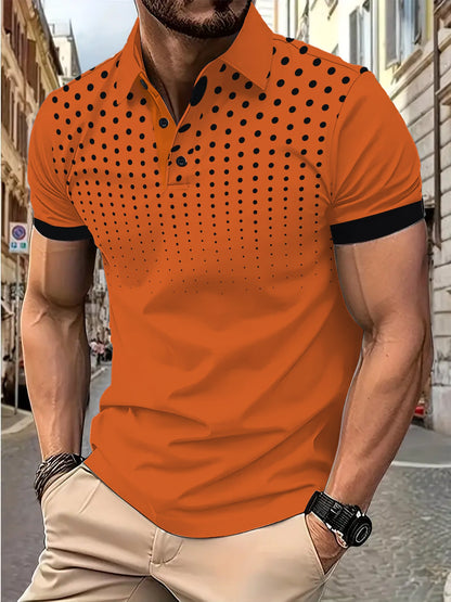 Herren Poloshirt Modern mit Punktmuster und Slim-Fit