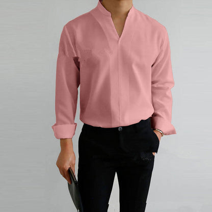 Herren Hemd Langarm Moderner Mandarin Kragen Elegantes Design