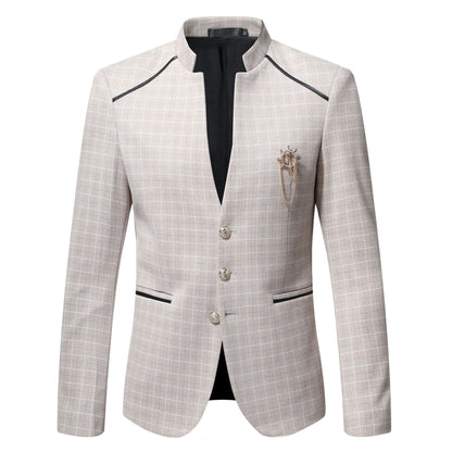 Herren Blazer Stehkragen Karo Modern
