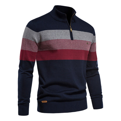Herren Sweatpullover Modern Kurzreißverschluss Farbblockstreifen Sportlich