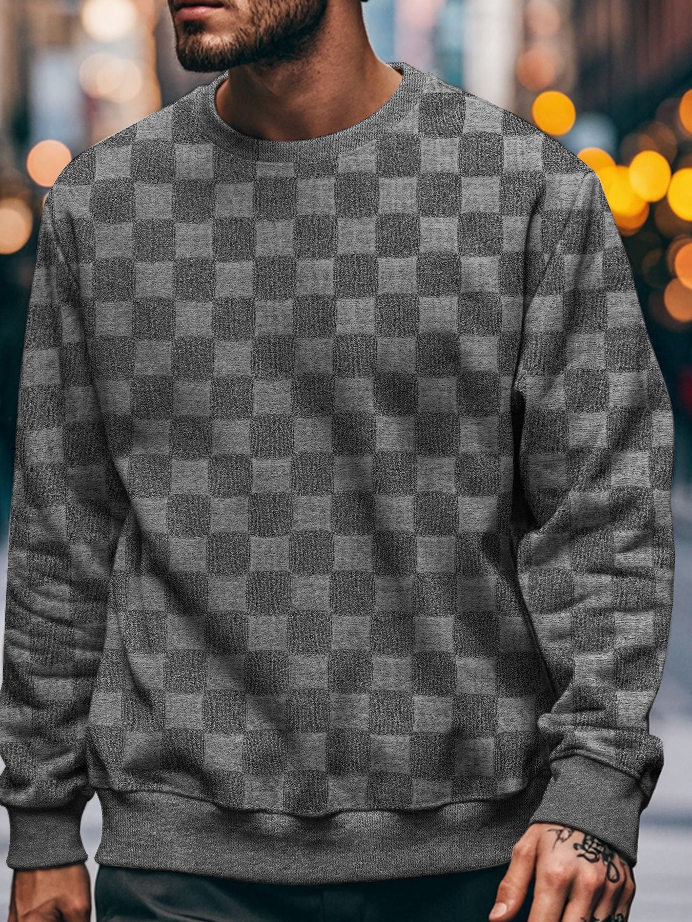 Herren Sweatshirt Modern Strukturdessin GrauUrban
