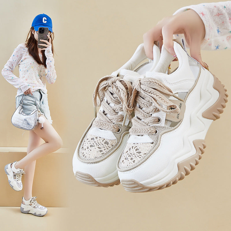 Damen Plateau Sneaker Atmungsaktiv Dicksohlige Schuhe