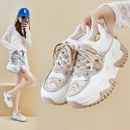 Damen Plateau Sneaker Atmungsaktiv Dicksohlige Schuhe