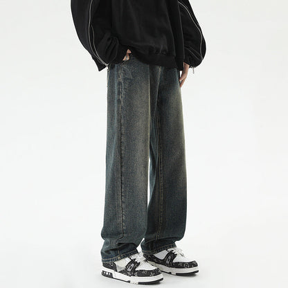 Herren Jeans Weite Bein mit hoher Taille und geradem Schnitt
