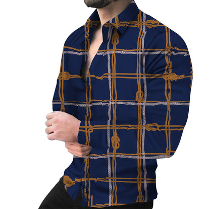 Herren Langarmhemd mit Kettenmuster Modern Berlin Style