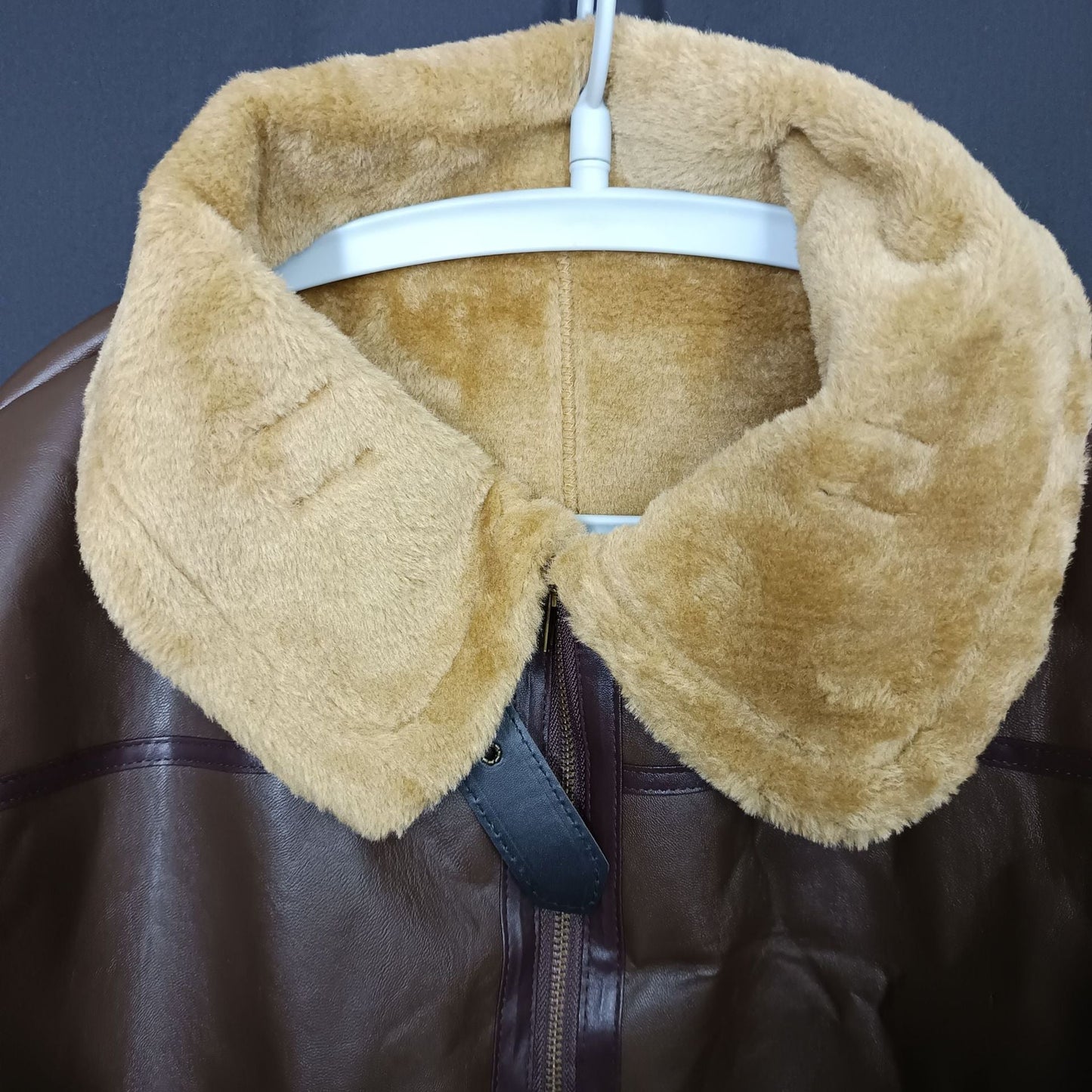 Lederjacke Herren Weich Teddyfutter Lammleder Schwarz