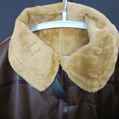 Lederjacke Herren Weich Teddyfutter Lammleder Schwarz