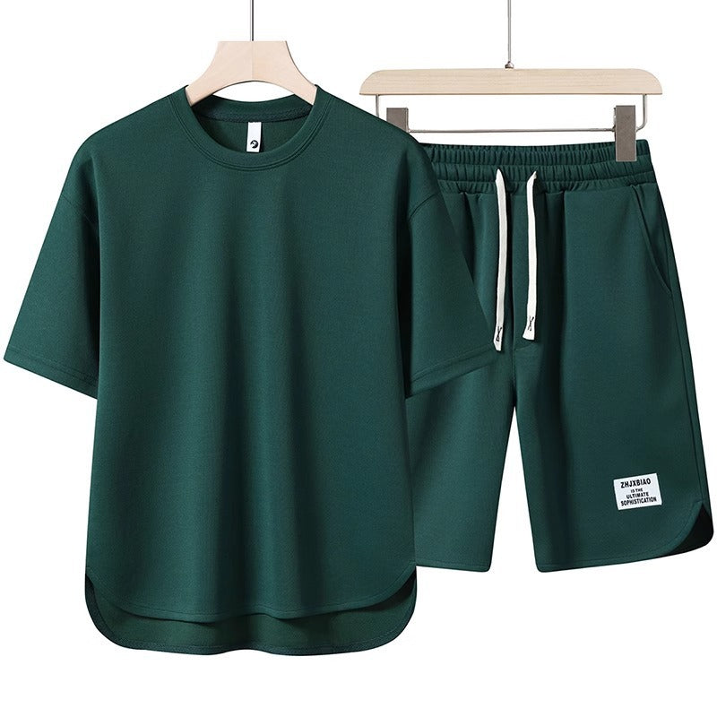 Klassisches Unisex T-Shirt Shorts Set mit Taschen Elastisch
