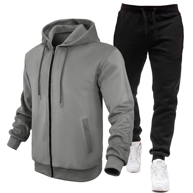 Herren Sportanzug Hoodie Jogginghose Fleece Innen Schwarz