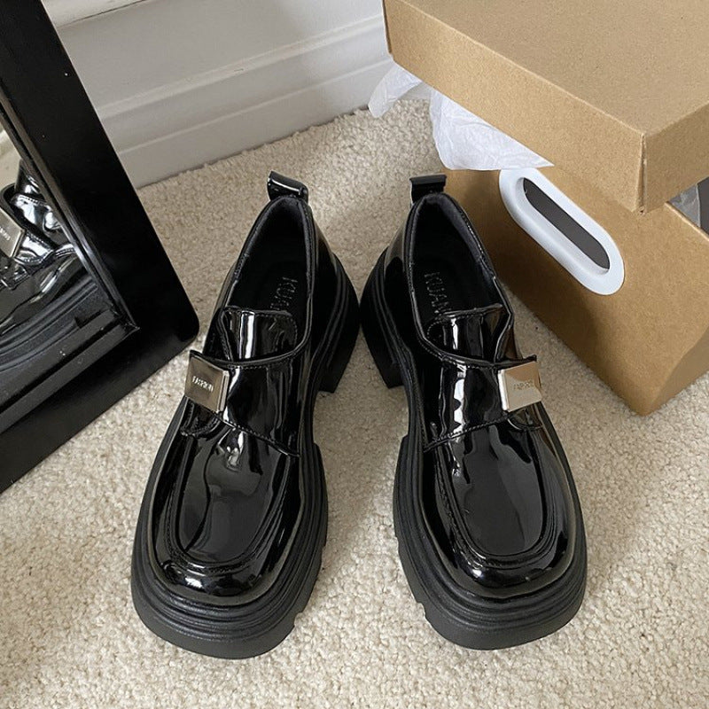 Damen Schnürschuhe Chunky Stilvolle Schnallen Detail Schwarz