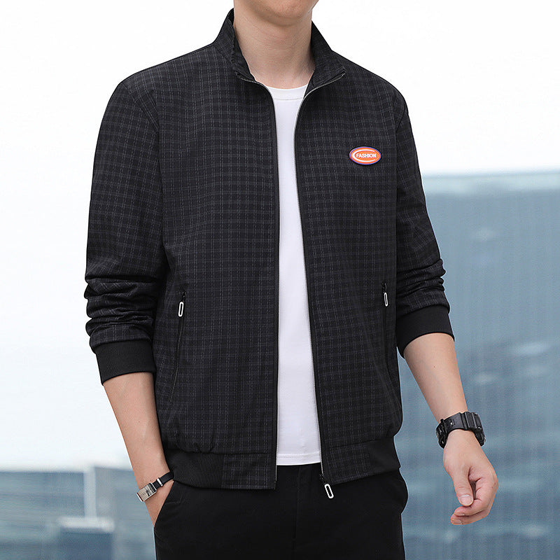 Herren Jacke Karomuster Freizeitjacke Mit Taschen Modern