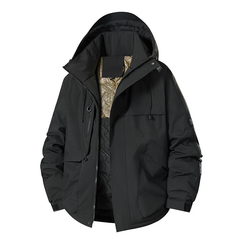 Herren Wetterjacke Multifunktionsjacke mit Fleece und verstellbarer Kapuze - BerlinGlamour