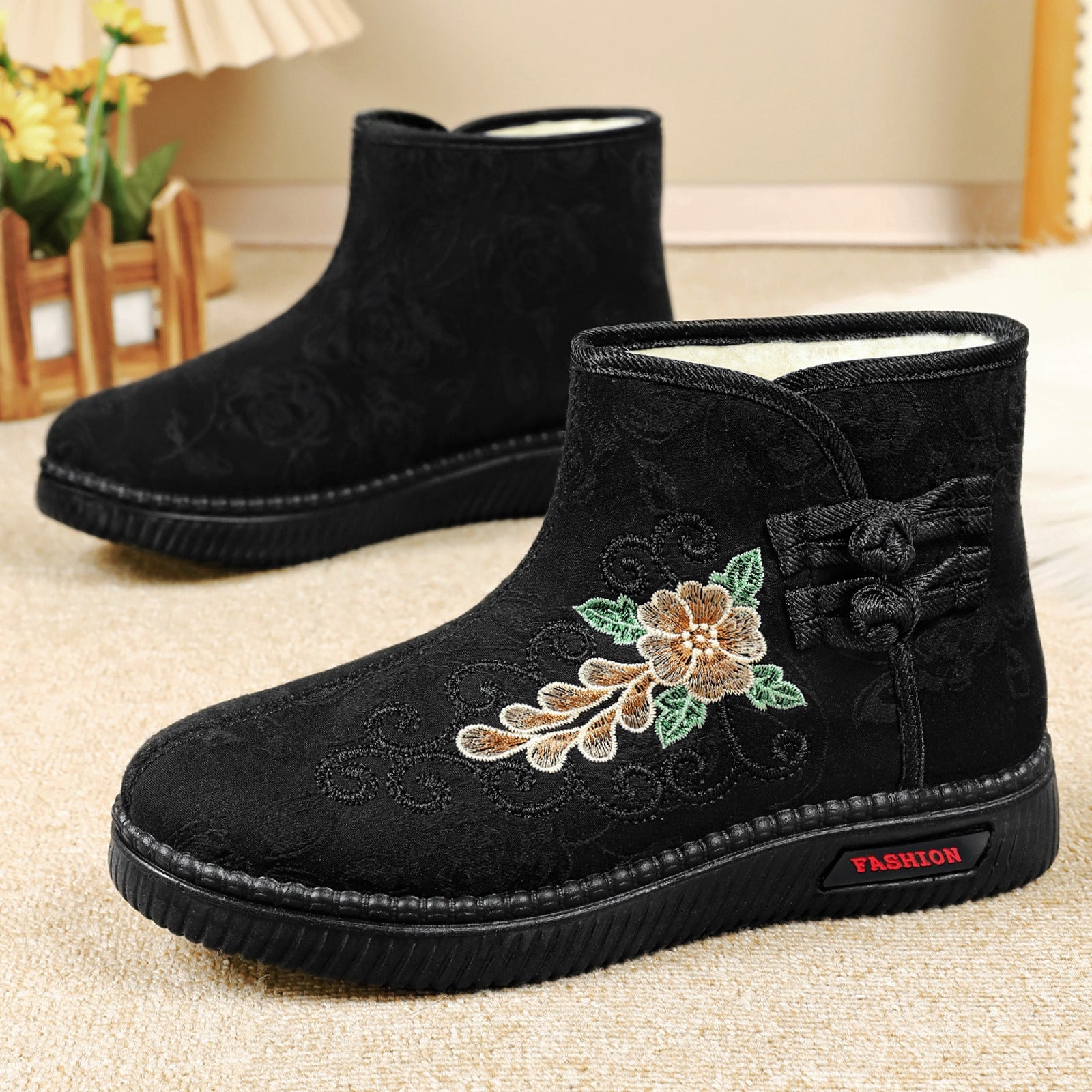 Damen Winter-Stiefel Elegante Bestickte Ankle Boots - BerlinGlamour