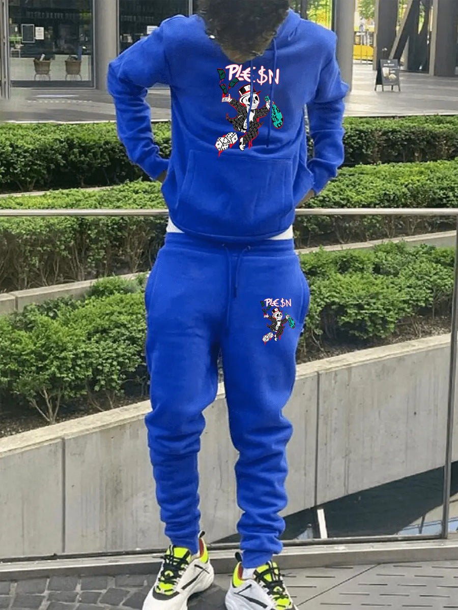 Herren Jogginganzug Mit Grafikdesign Kängurutasche Sportlich