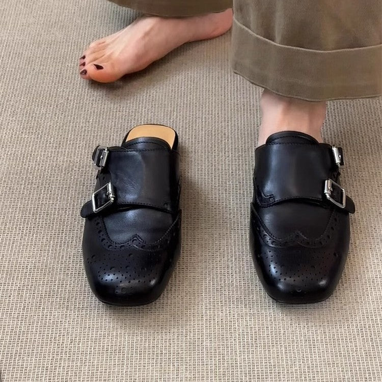 Damen Mokassins Perforiert Dekorativ Schnallen Schuhe - BerlinGlamour
