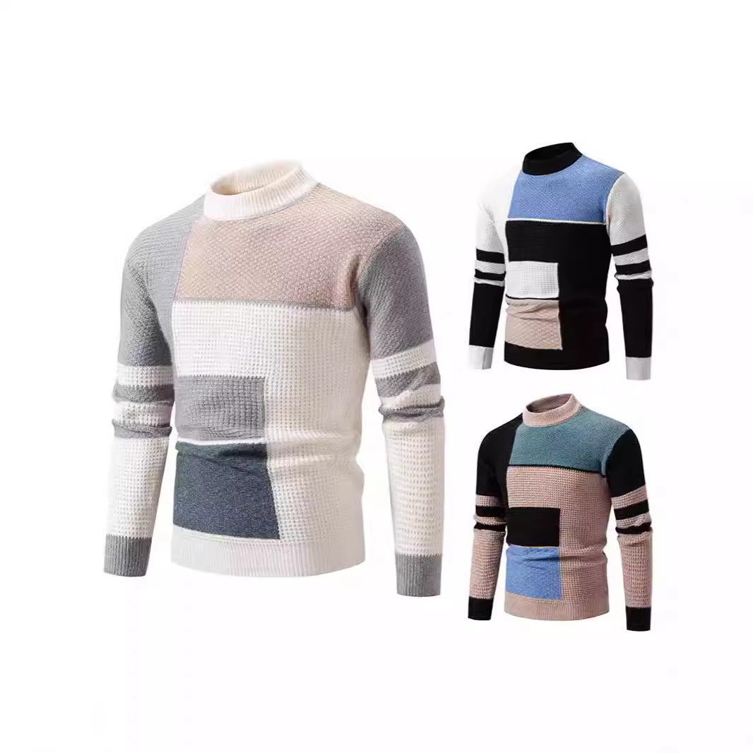 Strukturierter Herren Pullover Modern Farbblock Design - BerlinGlamour