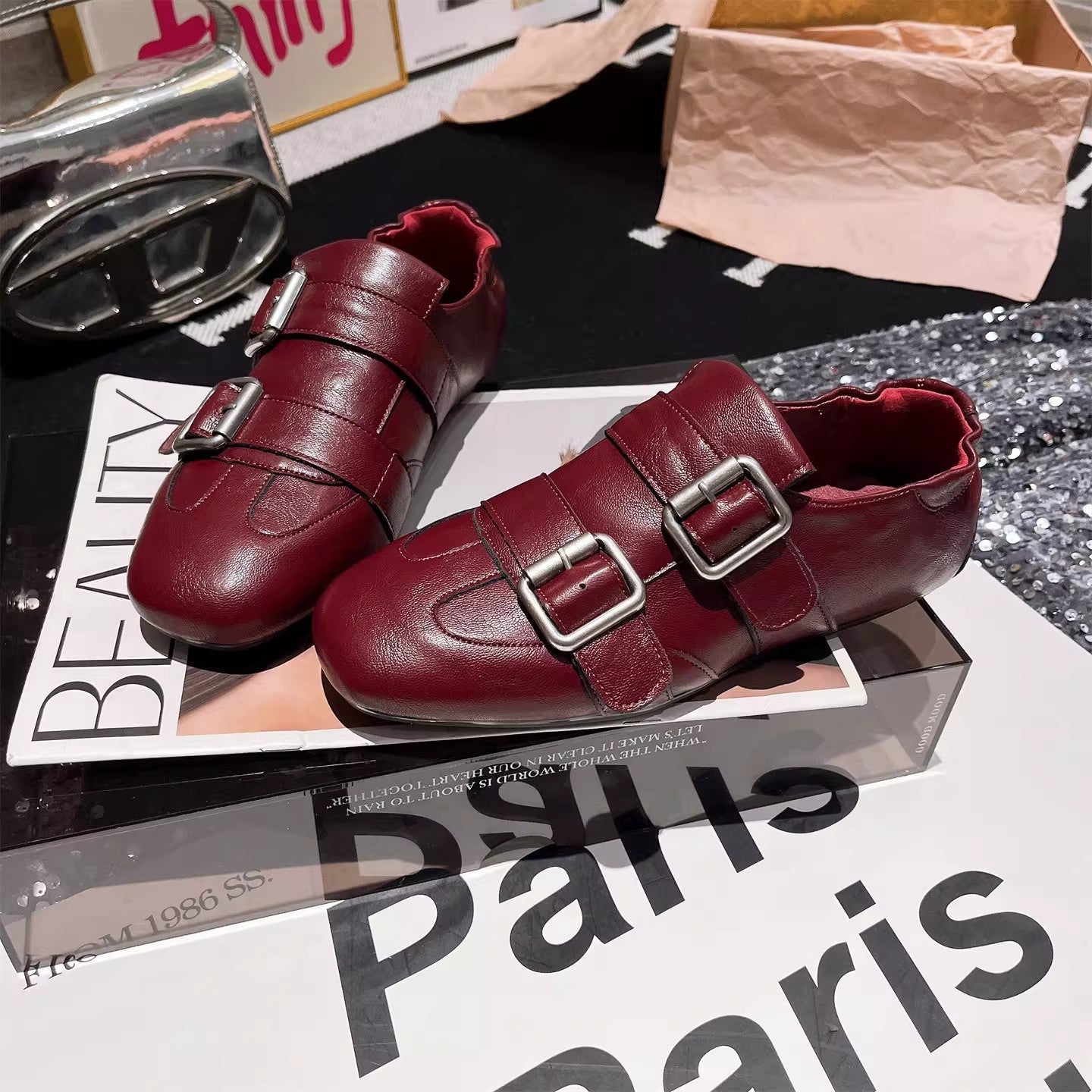 Damen Mokassins Elegant Doppelriemen Komfortschuhe - BerlinGlamour