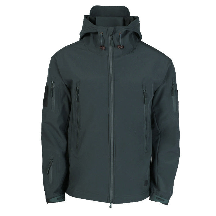 Herren Softshell-Jacke Wasserdicht mit verstellbarem Kapuzen und Taschen